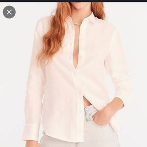 J. Crew Factory XS White Linen Button Down classic